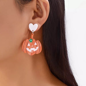 Halloween Pumpkin Heart Drop Earrings — view 2