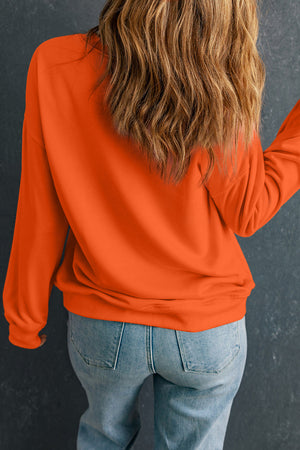 Orange Sequin Halloween Ghost Patched Drop Shoulder Sweatshirt — view 3