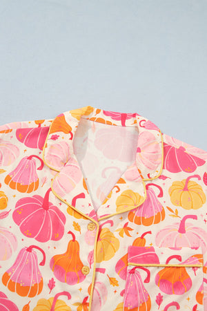 Halloween Pumpkin Top & Ruffle Shorts Lounge Set — view 4