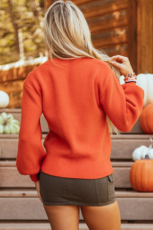 Halloween Pumpkin Face Drop Shoulder Sweater — view 2