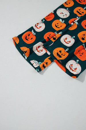 Orange Halloween Pattern Short Sleeve Shirt Pajama Set — view 31