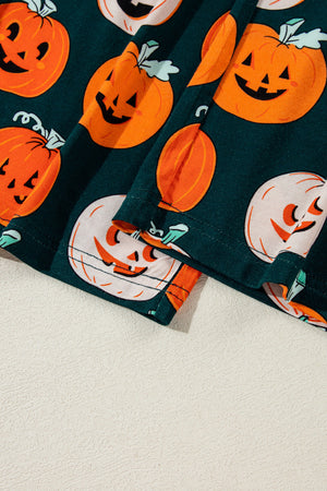 Orange Halloween Pattern Short Sleeve Shirt Pajama Set — view 21