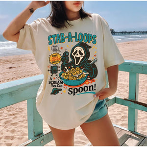 Spooky Horror Cereal Tee - Funny Halloween Killer Breakfast Shirt, Creepy Cereal Box Graphic — view 5