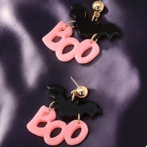 Halloween Bat Boo Dangle Earrings — view 1