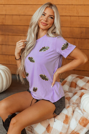 Wisteria Sequin Halloween Bat Patched Casual T Shirt — view 10