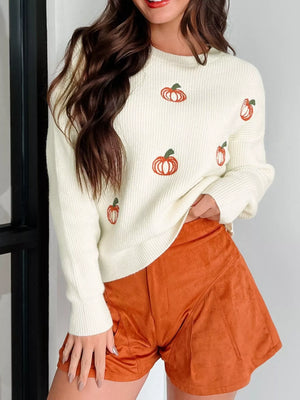 Halloween Pumpkin Embroidered Sweater — view 2