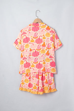 Halloween Pumpkin Top & Ruffle Shorts Lounge Set — view 3