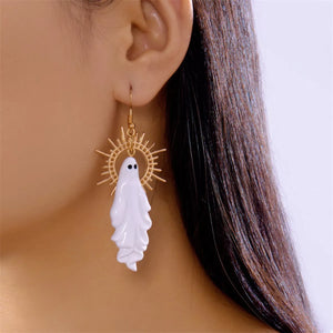 Halloween Sunburst Ghost Drop Earrings — view 2