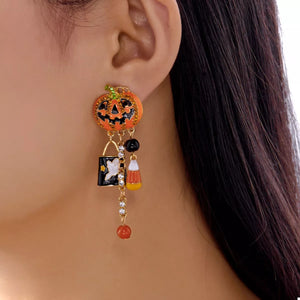 Halloween Pumpkin Drop Earrings — view 2