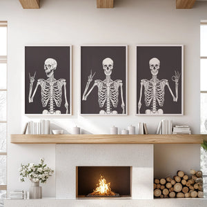 Halloween Skeleton Wall Art Set. 3 Piece Black Gothic Prints — view 12