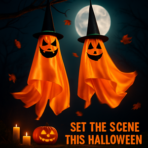 Hanging Ghosts with Wizard Hat - 2 Pack Halloween Decor — view 2
