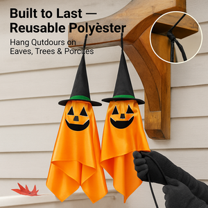 Hanging Ghosts with Wizard Hat - 2 Pack Halloween Decor — view 6