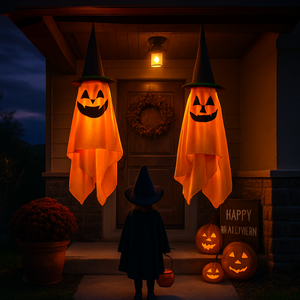 Hanging Ghosts with Wizard Hat - 2 Pack Halloween Decor — view 8