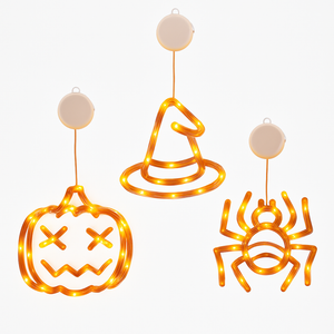 Halloween Window Light Trio: Spider, Witch Hat & Pumpkin — view 1
