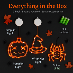 Halloween Window Light Trio: Spider, Witch Hat & Pumpkin — view 7