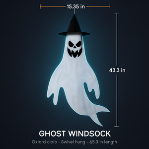 Halloween Ghost Windsocks with Witch Hats and LED Lights — view 3