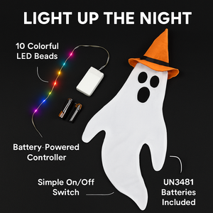 Halloween Ghost Windsocks with Witch Hats and LED Lights — view 5