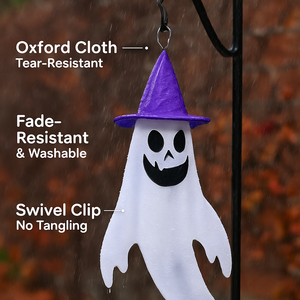 Halloween Ghost Windsocks with Witch Hats and LED Lights — view 6