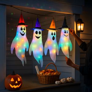 Halloween Ghost Windsocks with Witch Hats and LED Lights — view 8