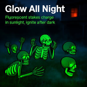 Halloween Skeleton Yard Sign Set - Glow in Dark Lawn Decor — view 2