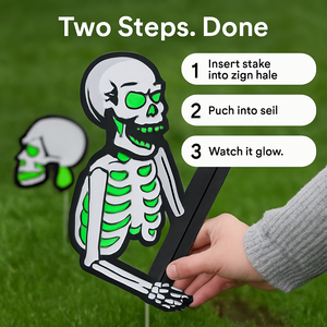 Halloween Skeleton Yard Sign Set - Glow in Dark Lawn Decor — view 5