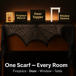 Halloween Black Lace Spiderweb Mantle Scarf — view 5