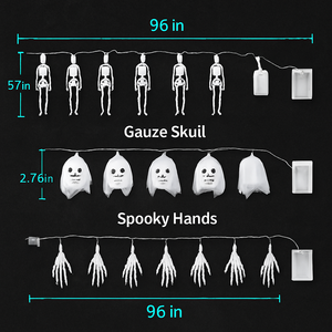 Halloween Skeleton Ghost String Lights with Gauze Skull — view 3