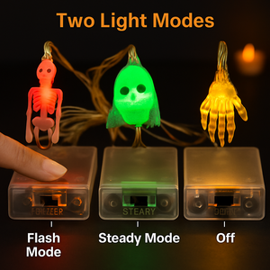 Halloween Skeleton Ghost String Lights with Gauze Skull — view 5