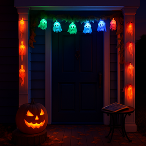 Halloween Skeleton Ghost String Lights with Gauze Skull — view 8