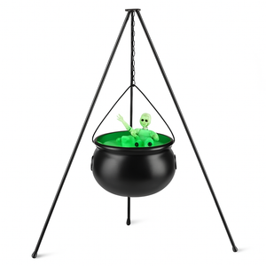 Halloween Large Witch Cauldron With 56.49” Tripod And Eyeball String Light Skeleton Halloween Outdoor Decoration For Porch Yard Patio Garden Living Ro — view 1