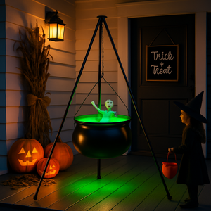 Halloween Large Witch Cauldron With 56.49” Tripod And Eyeball String Light Skeleton Halloween Outdoor Decoration For Porch Yard Patio Garden Living Ro — view 8