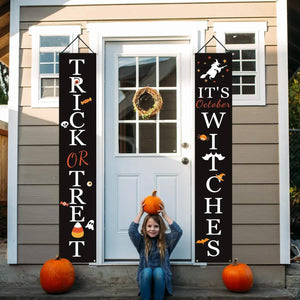 Halloween Porch Decoration October Witch Front Porch Banner Decorations — view 6