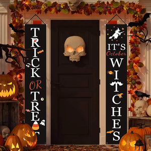 Halloween Porch Decoration October Witch Front Porch Banner Decorations — view 1
