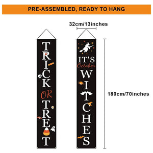 Halloween Porch Decoration October Witch Front Porch Banner Decorations — view 3