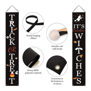 Halloween Porch Decoration October Witch Front Porch Banner Decorations — view 2