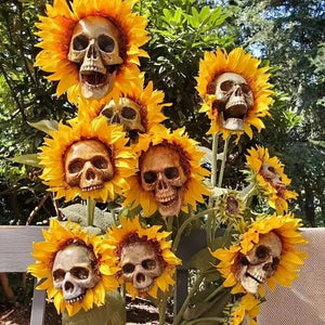 Halloween Sunflower Skull Head Garden Decoration — view 1