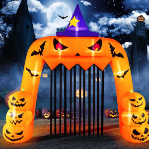 Halloween Inflatable Pumpkin Archway with Stakes and Water Bags — view 1