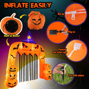 Halloween Inflatable Pumpkin Archway with Stakes and Water Bags — view 6