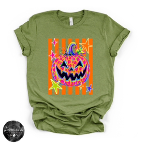 Leopard Print Jack O'Lantern Tee | Trendy Halloween Pumpkin Graphic T-Shirt — view 5