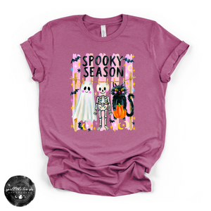 Spooky Season Clothesline Tee | Cute Halloween Ghost, Skeleton & Black Cat Graphic T-Shirt — view 4