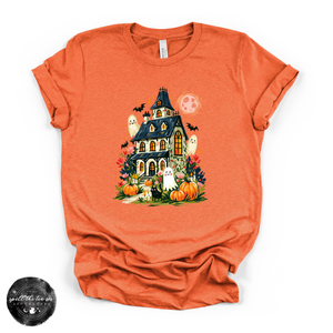 Fun Halloween Haunted House Tee | Vintage Spooky House Graphic T-Shirt — view 6