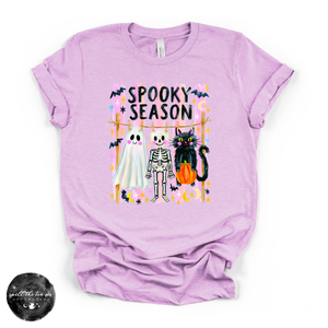 Spooky Season Clothesline Tee | Cute Halloween Ghost, Skeleton & Black Cat Graphic T-Shirt — view 5