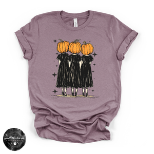 Pumpkin Heads Tee | Vintage Halloween Pumpkin People Graphic T-Shirt — view 4