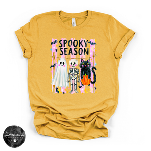 Spooky Season Clothesline Tee | Cute Halloween Ghost, Skeleton & Black Cat Graphic T-Shirt — view 6