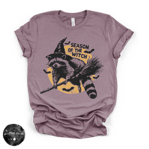 Season of the Witch Raccoon Tee | Witchy Trash Panda Halloween Graphic T-Shirt — view 2
