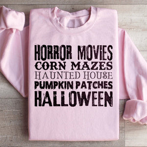 Horror Movies Corn Mazes Haunted House Pumpkin Patches Halloween Sweatshirt — view 3