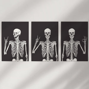 Halloween Skeleton Wall Art Set. 3 Piece Black Gothic Prints — view 10