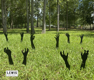 Zombie Hands Metal Yard Stakes | Halloween Lawn Decor Set — view 1