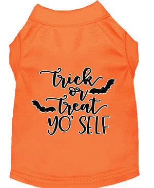 Halloween Pet Dog & Cat Shirt Screen Printed, "Trick Or Treat Yo' Self" — view 1