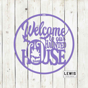 Welcome to Our Haunted House Metal Door Hanger | Halloween Decor — view 3